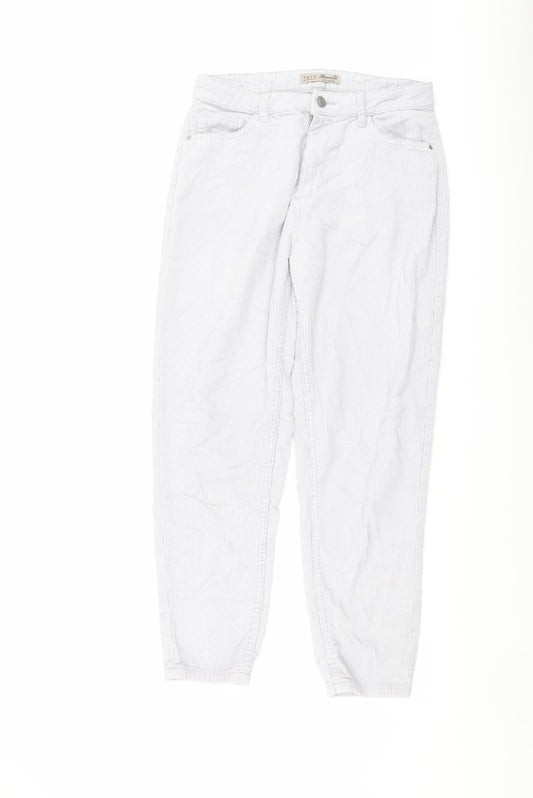 Denim & Co. Womens Grey Cotton Trousers Size 10 L26 in Regular Button