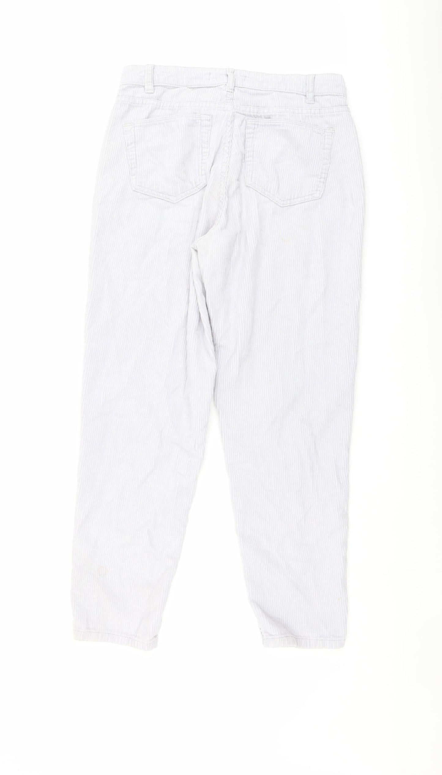 Denim & Co. Womens Grey Cotton Trousers Size 10 L26 in Regular Button