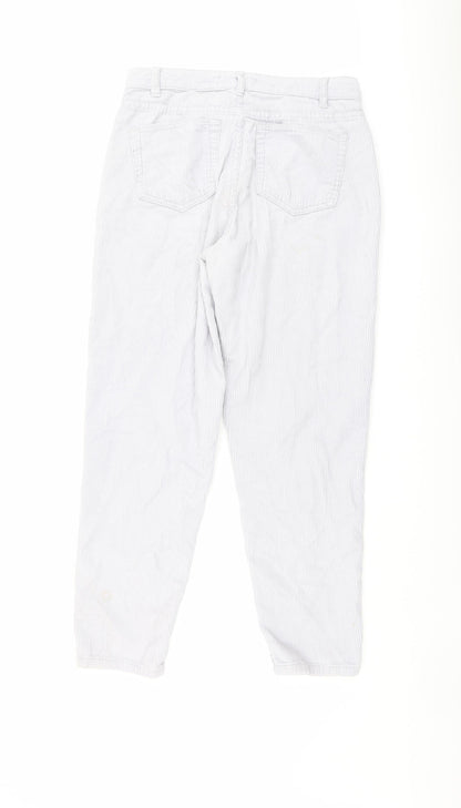 Denim & Co. Womens Grey Cotton Trousers Size 10 L26 in Regular Button