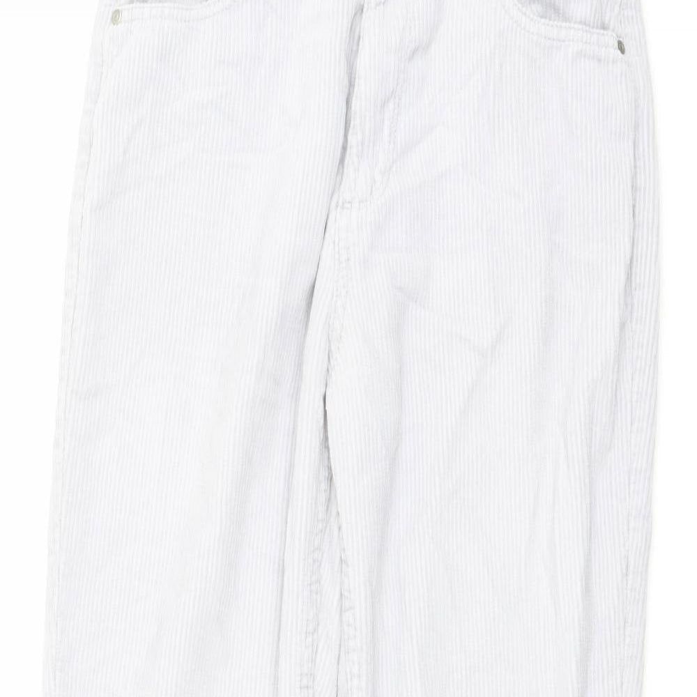 Denim & Co. Womens Grey Cotton Trousers Size 10 L26 in Regular Button