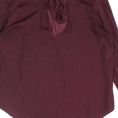 FOREVER 21 Womens Purple Polyester Basic Blouse Size S Mock Neck - Keyhole Neck