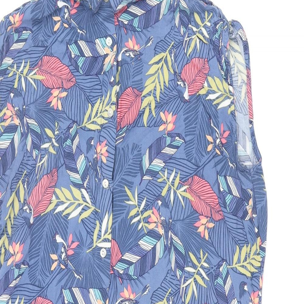 EWM Womens Multicoloured Geometric Viscose Shirt Dress Size 14 Collared Button - Plant Print