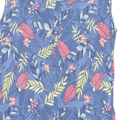 EWM Womens Multicoloured Geometric Viscose Shirt Dress Size 14 Collared Button - Plant Print