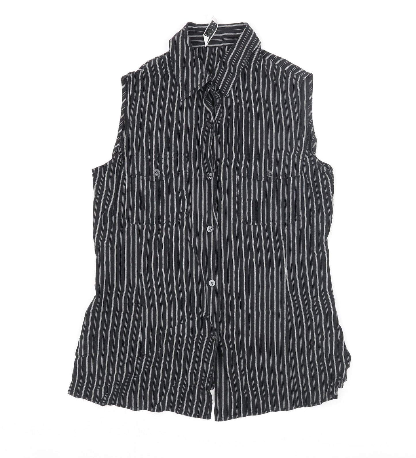 Womens UK Size 8 Precis Black Basic Button-Up