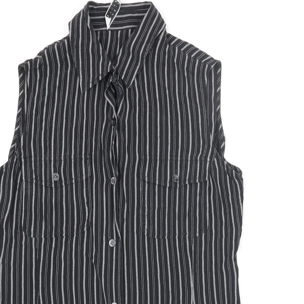 Womens UK Size 8 Precis Black Basic Button-Up