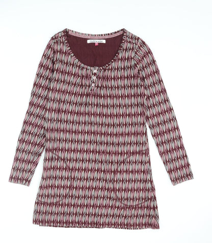 Mudd & Water Womens Purple Geometric Cotton Mini Size 8 Henley Button - Pocket