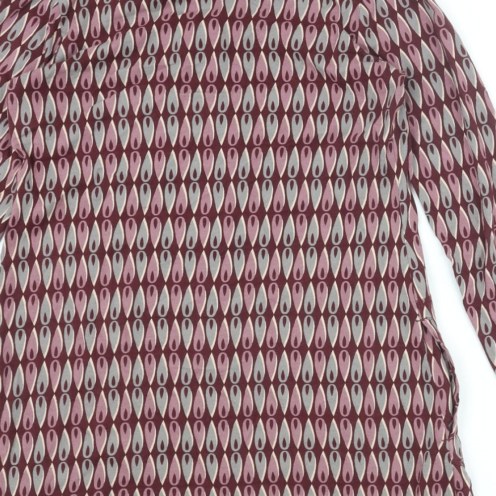 Mudd & Water Womens Purple Geometric Cotton Mini Size 8 Henley Button - Pocket