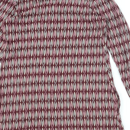 Mudd & Water Womens Purple Geometric Cotton Mini Size 8 Henley Button - Pocket