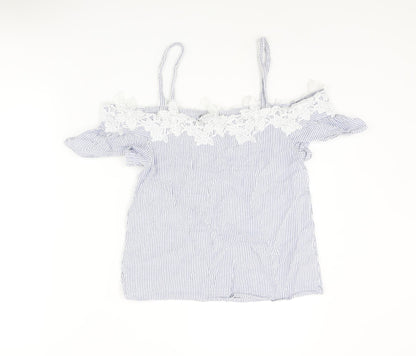 Womens UK Size 8 New Look Blue Basic Blouse