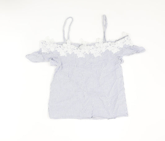 Womens UK Size 8 New Look Blue Basic Blouse