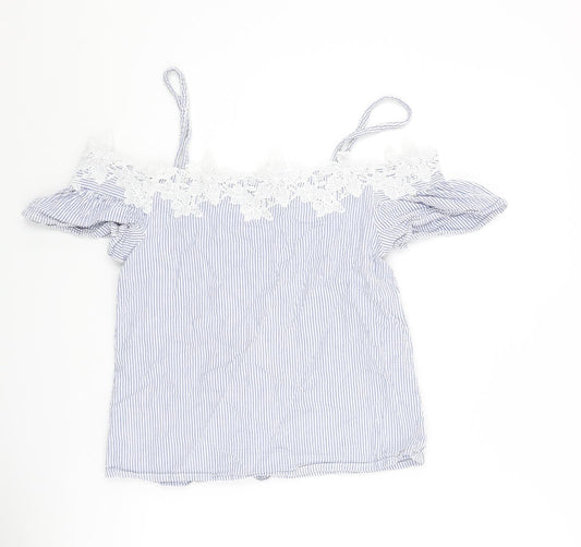 Womens UK Size 8 New Look Blue Basic Blouse