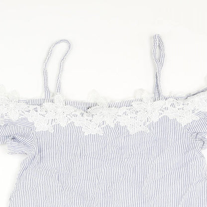 Womens UK Size 8 New Look Blue Basic Blouse