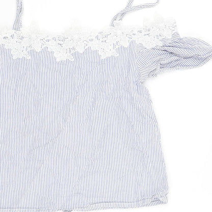 Womens UK Size 8 New Look Blue Basic Blouse