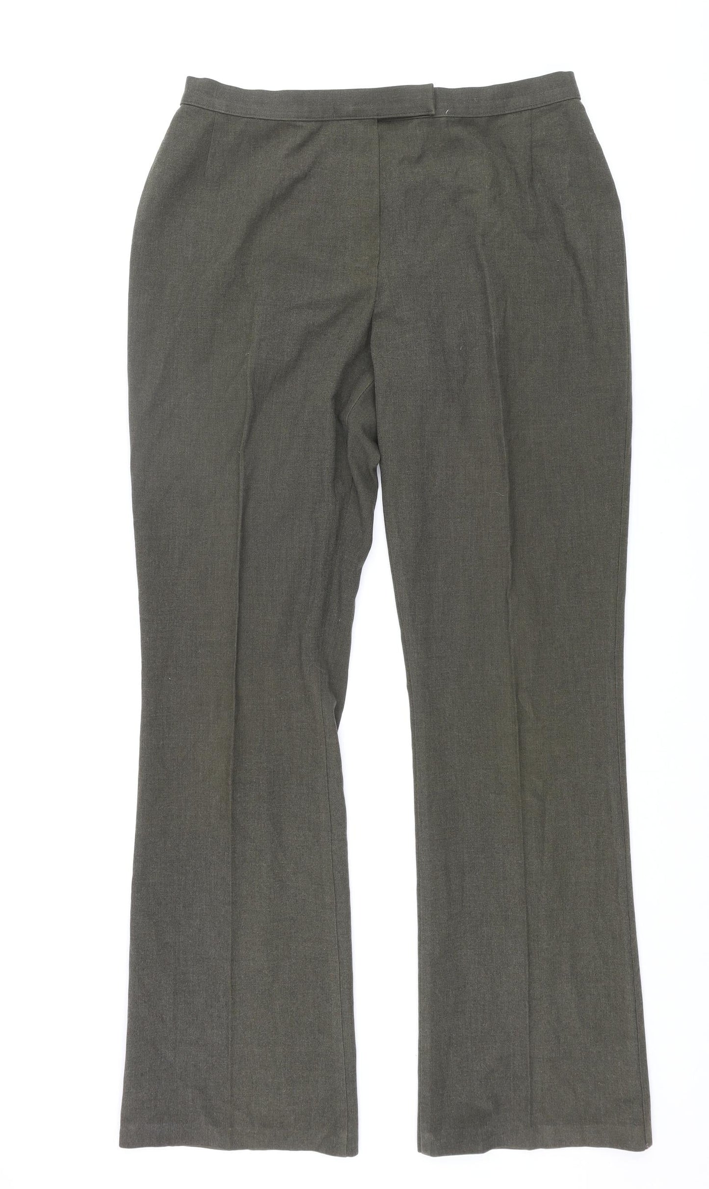 St Michael Womens Green Polyester Dress Pants Trousers Size 16 L33 in Regular Zip