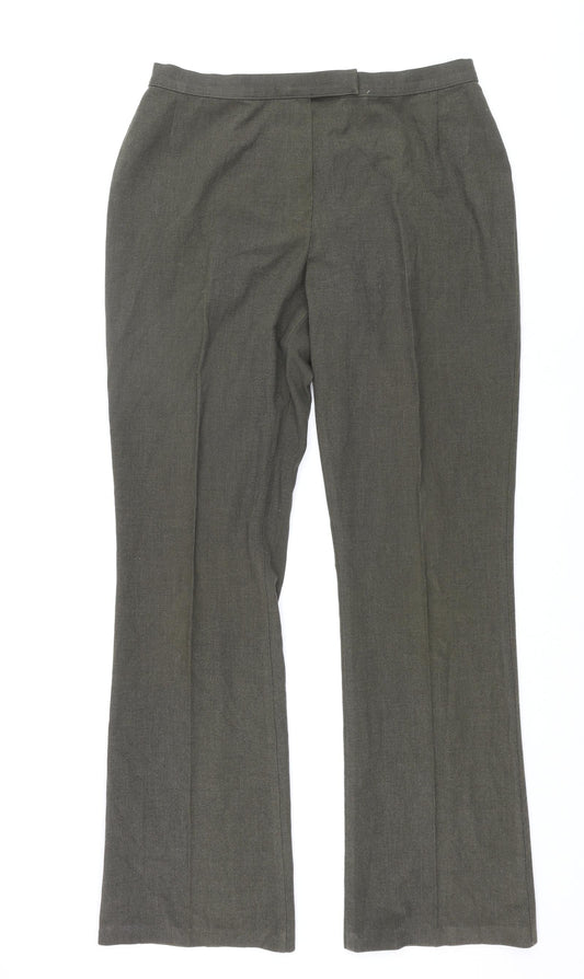 St Michael Womens Green Polyester Dress Pants Trousers Size 16 L33 in Regular Zip