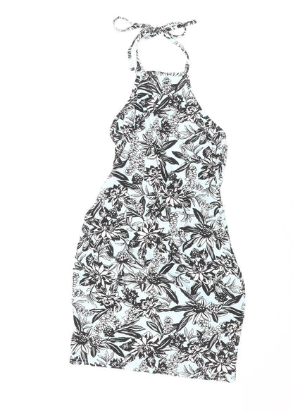 In the Style Womens Multicoloured Floral Polyester Mini Size 10 Halter Tie