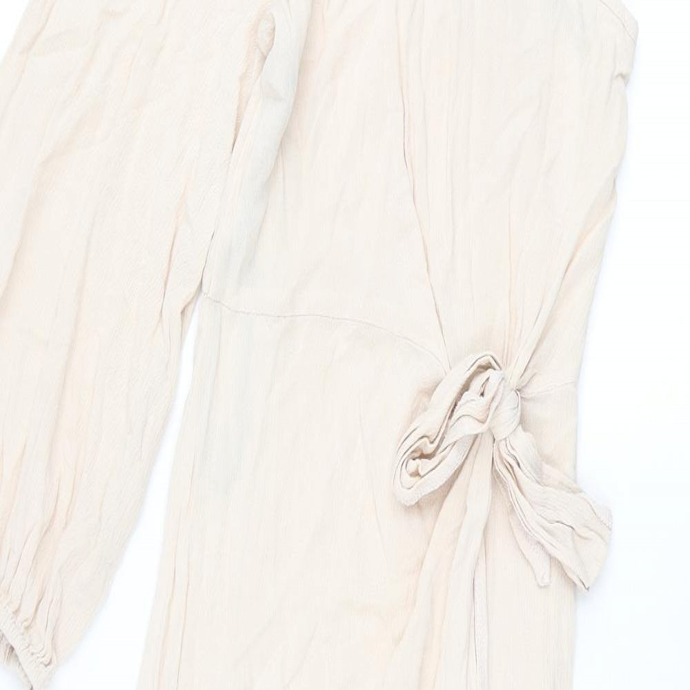 Missguided Womens Pink Viscose Maxi Size 8 One Shoulder Zip - Knot High Slit