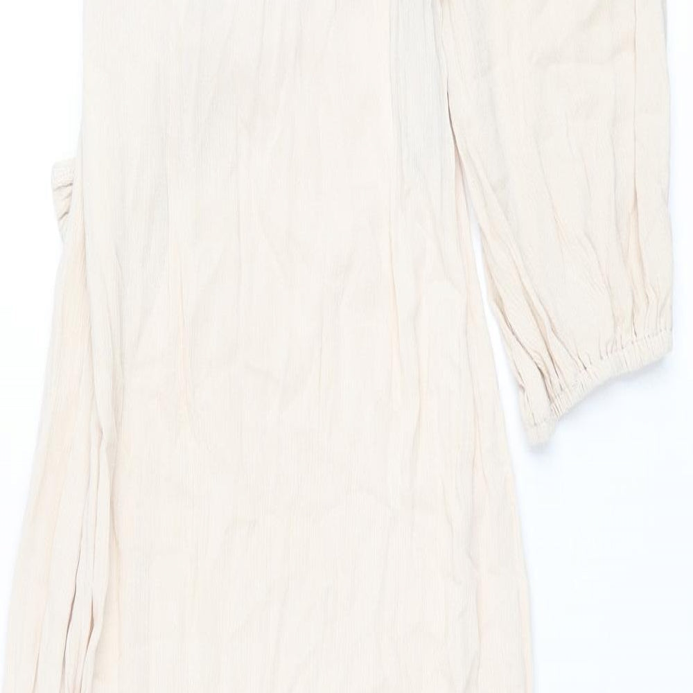 Missguided Womens Pink Viscose Maxi Size 8 One Shoulder Zip - Knot High Slit