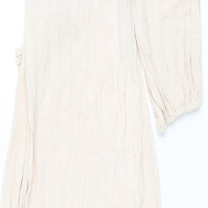 Missguided Womens Pink Viscose Maxi Size 8 One Shoulder Zip - Knot High Slit