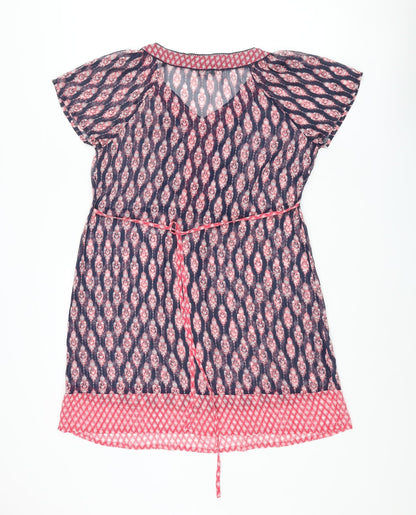 RJR.John Rocha Womens Multicoloured Geometric Polyester Shift Size 14 V-Neck Pullover - Sequin Neck