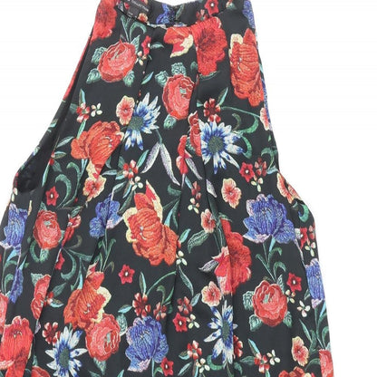 Mango Womens Multicoloured Floral Polyester Shift Size M Round Neck Hook & Eye