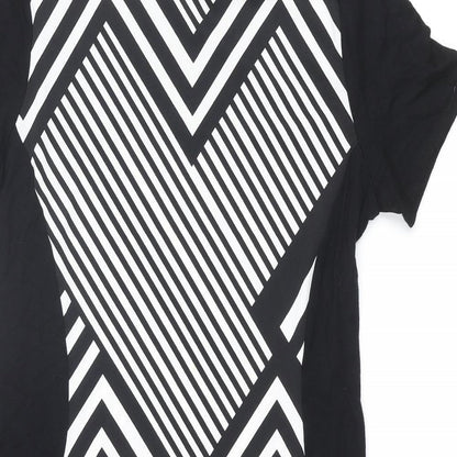BHS Womens Black Geometric Polyester Bodycon Size 12 Round Neck Pullover