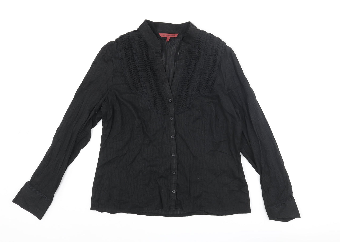 Womens UK Size 10 John Richmond Black Basic Button-Up