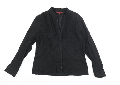 Womens UK Size 10 John Richmond Black Basic Button-Up