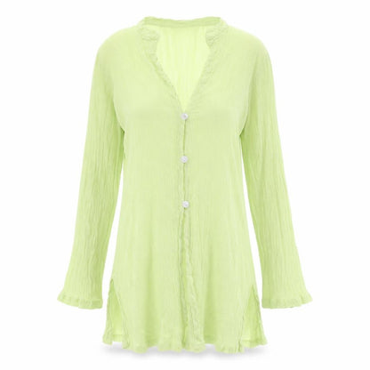 Womens UK Size 14 M&Co Green Basic Button-Up