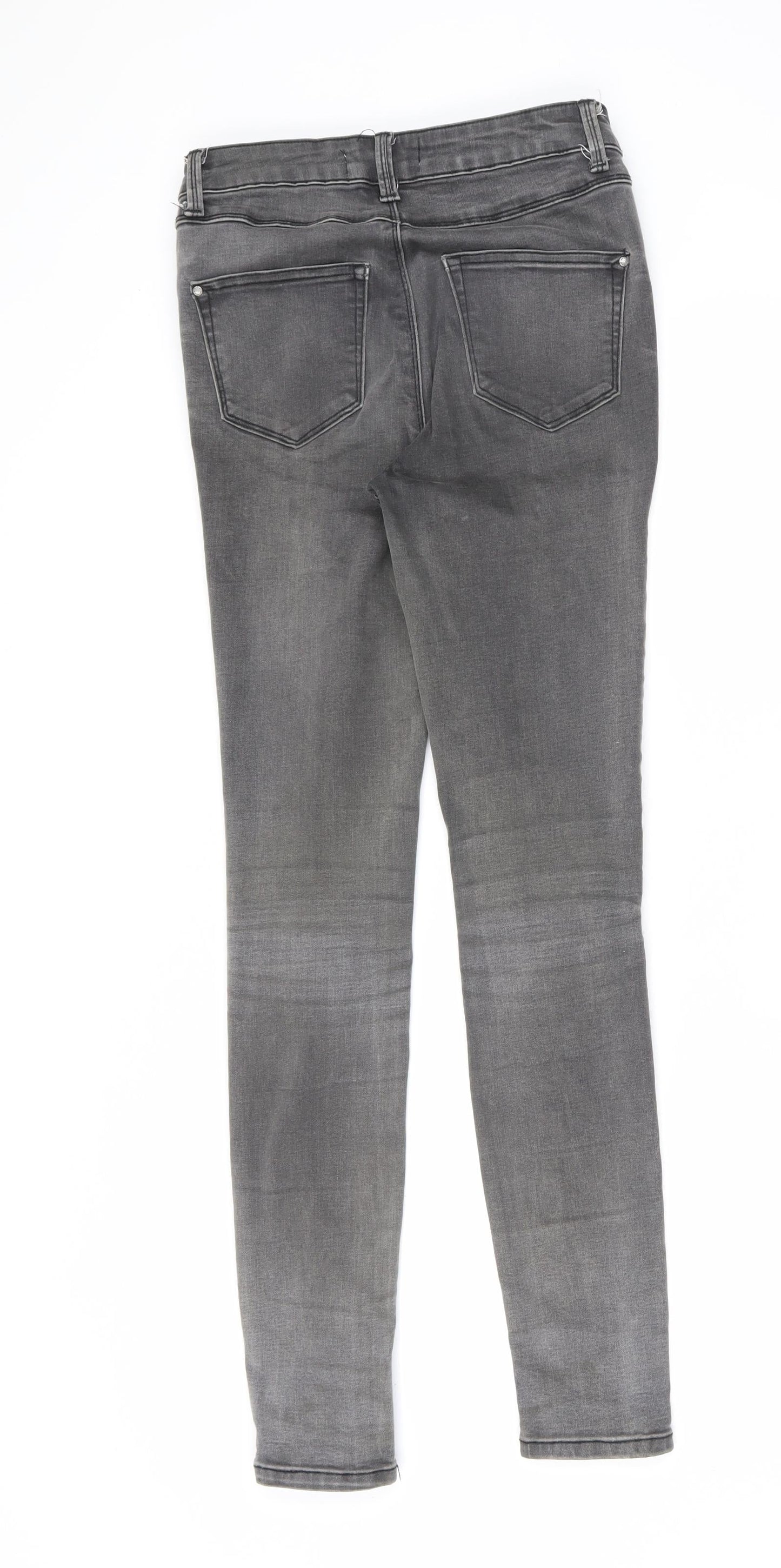 New Look Womens Grey Cotton Skinny Jeans Size 8 L28 in Slim Zip