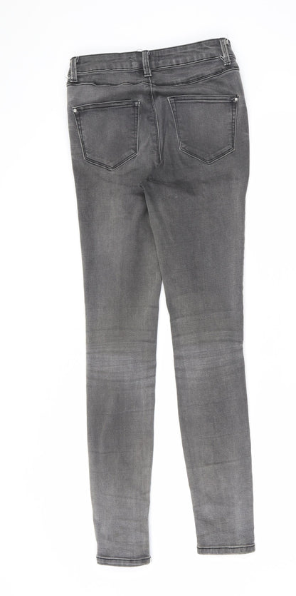 New Look Womens Grey Cotton Skinny Jeans Size 8 L28 in Slim Zip