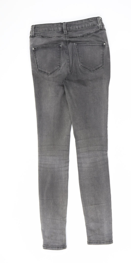 New Look Womens Grey Cotton Skinny Jeans Size 8 L28 in Slim Zip