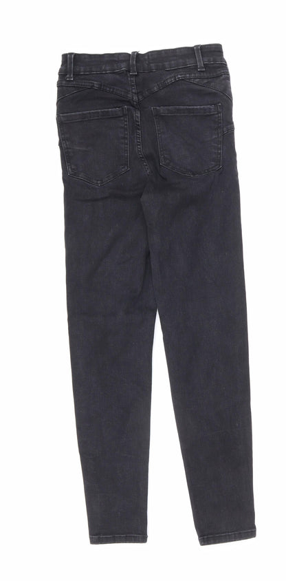 New Look Womens Black Cotton Skinny Jeans Size 6 L24 in Relaxed Zip