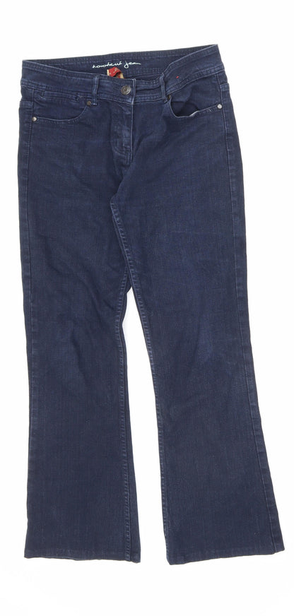 Denim & Co. Womens Blue Cotton Flared Jeans Size 12 L27.5 in Regular Zip