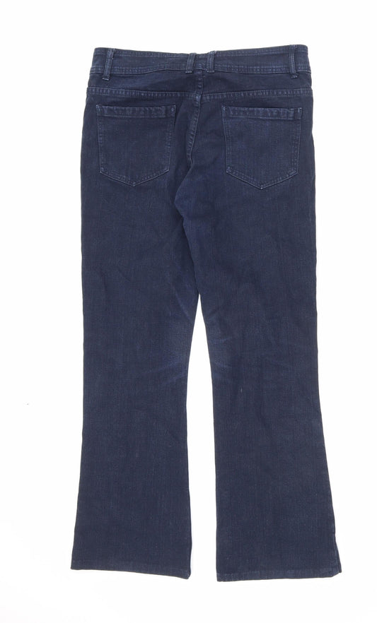 Denim & Co. Womens Blue Cotton Flared Jeans Size 12 L27.5 in Regular Zip