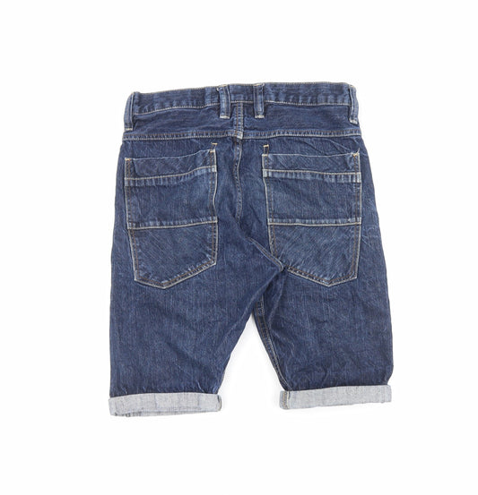 NEXT Mens Blue Cotton Chino Shorts Size 28 in L9 in Regular Zip