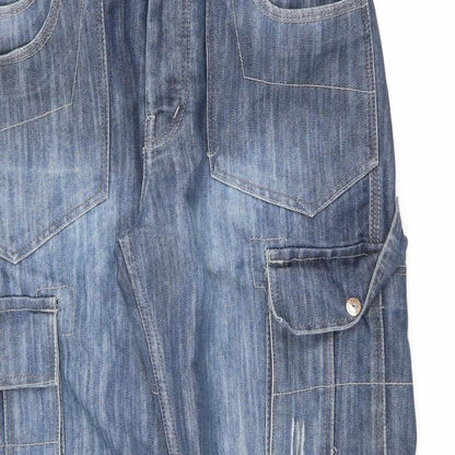 Drunk Punk Mens Blue Cotton Straight Jeans Size 34 in L32 in Regular Button - Cargo