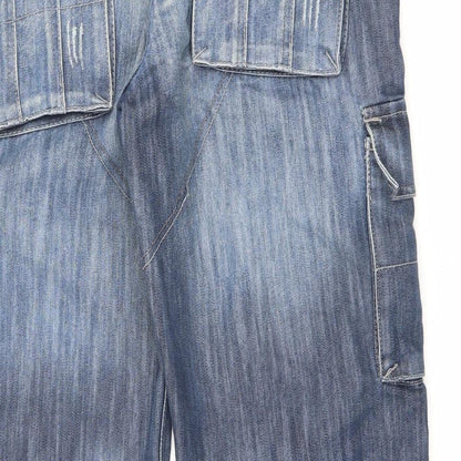 Drunk Punk Mens Blue Cotton Straight Jeans Size 34 in L32 in Regular Button - Cargo