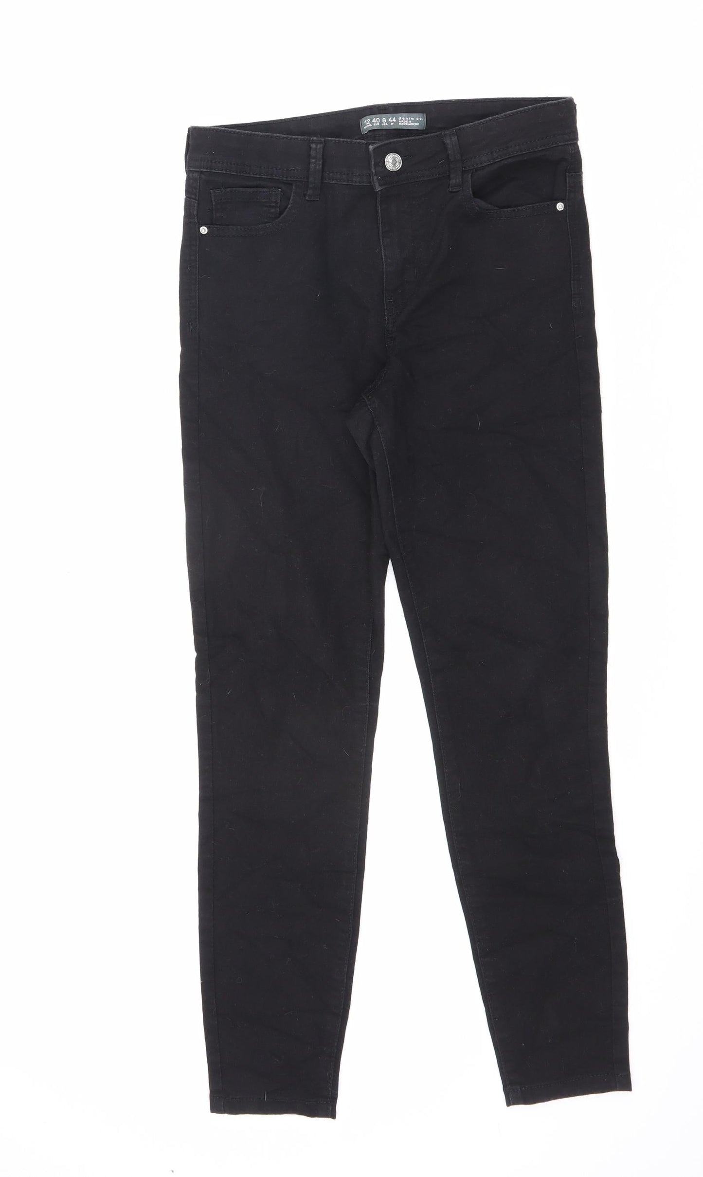 Denim & Co. Womens Black Cotton Skinny Jeans Size 12 L26 in Regular Zip