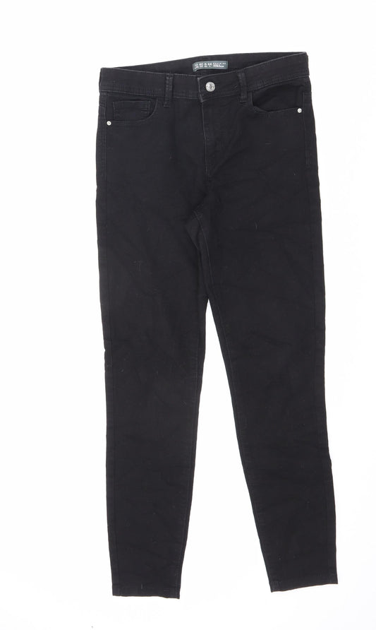 Denim & Co. Womens Black Cotton Skinny Jeans Size 12 L26 in Regular Zip