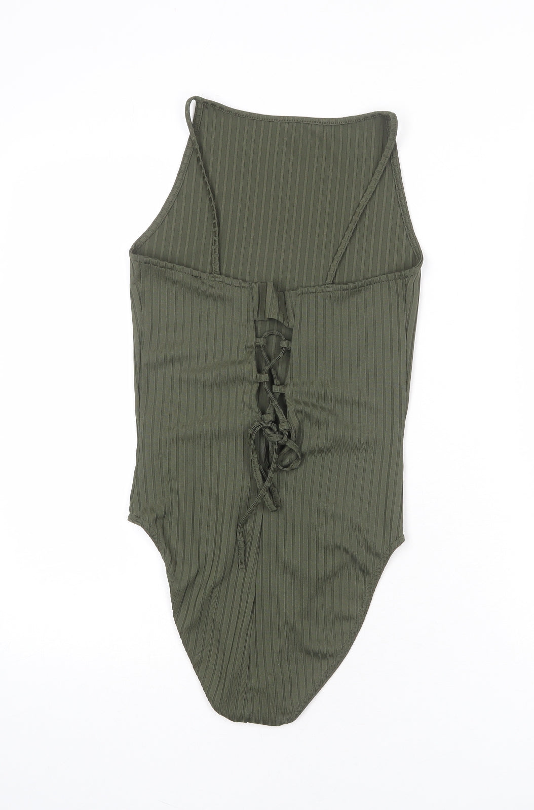 River Island Womens Green Polyester Bodysuit One-Piece Size 10 Snap - Lace Up Detail