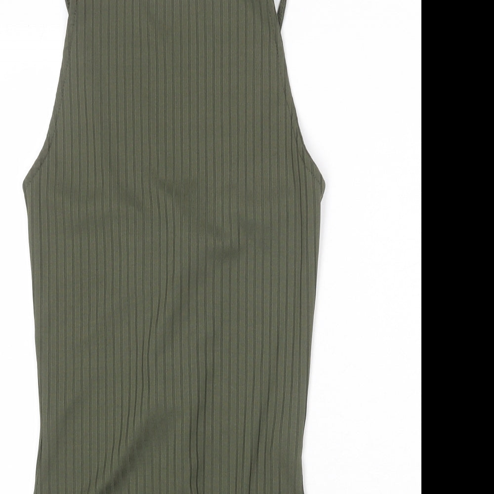 River Island Womens Green Polyester Bodysuit One-Piece Size 10 Snap - Lace Up Detail