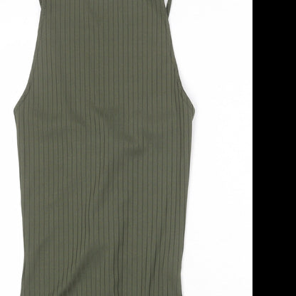 River Island Womens Green Polyester Bodysuit One-Piece Size 10 Snap - Lace Up Detail