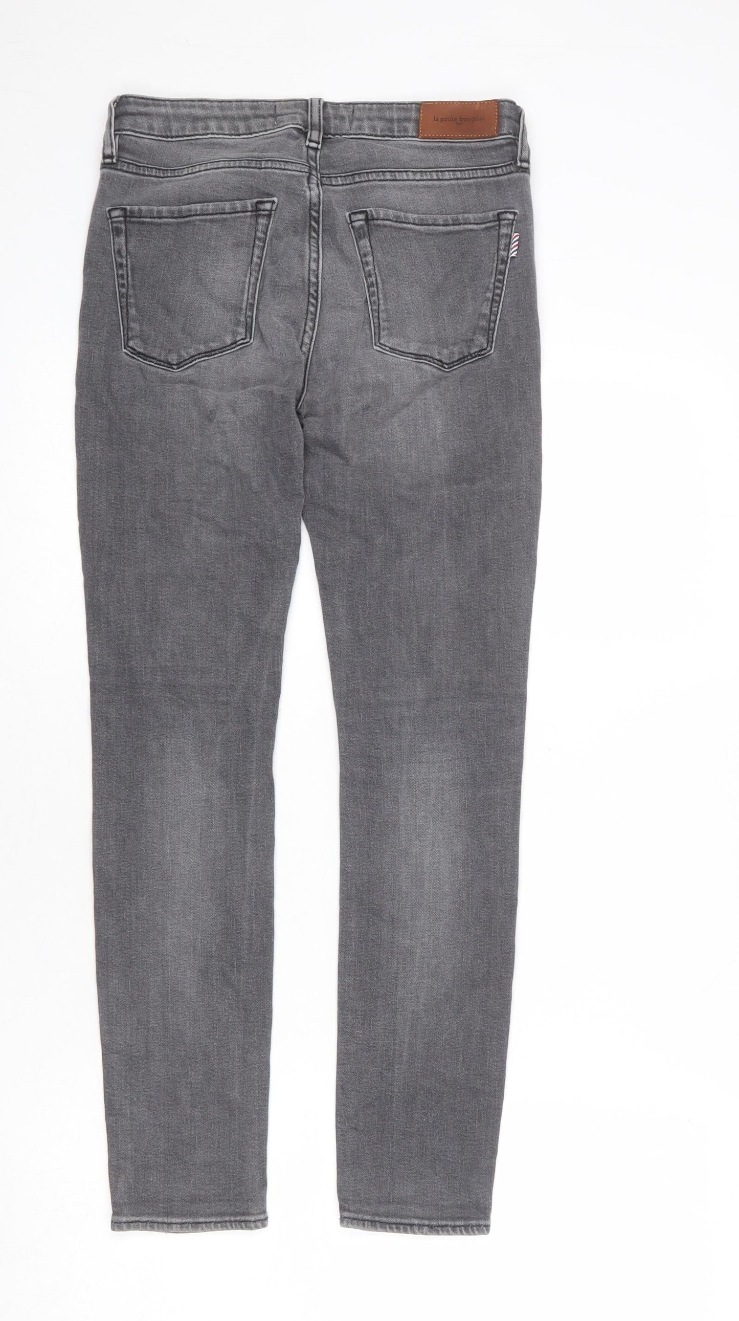La Petite Française Womens Grey Cotton Skinny Jeans Size 8 L25 in Regular Zip