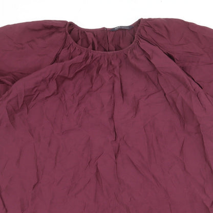 Marks and Spencer Womens Red Viscose Shift Size 16 Scoop Neck Button