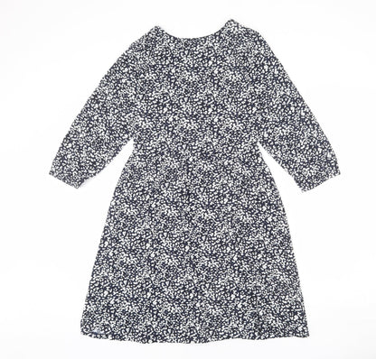 Marks and Spencer Womens Multicoloured Geometric Viscose A-Line Size 6 V-Neck Pullover - Elastic Waist