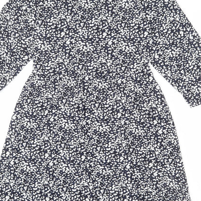 Marks and Spencer Womens Multicoloured Geometric Viscose A-Line Size 6 V-Neck Pullover - Elastic Waist
