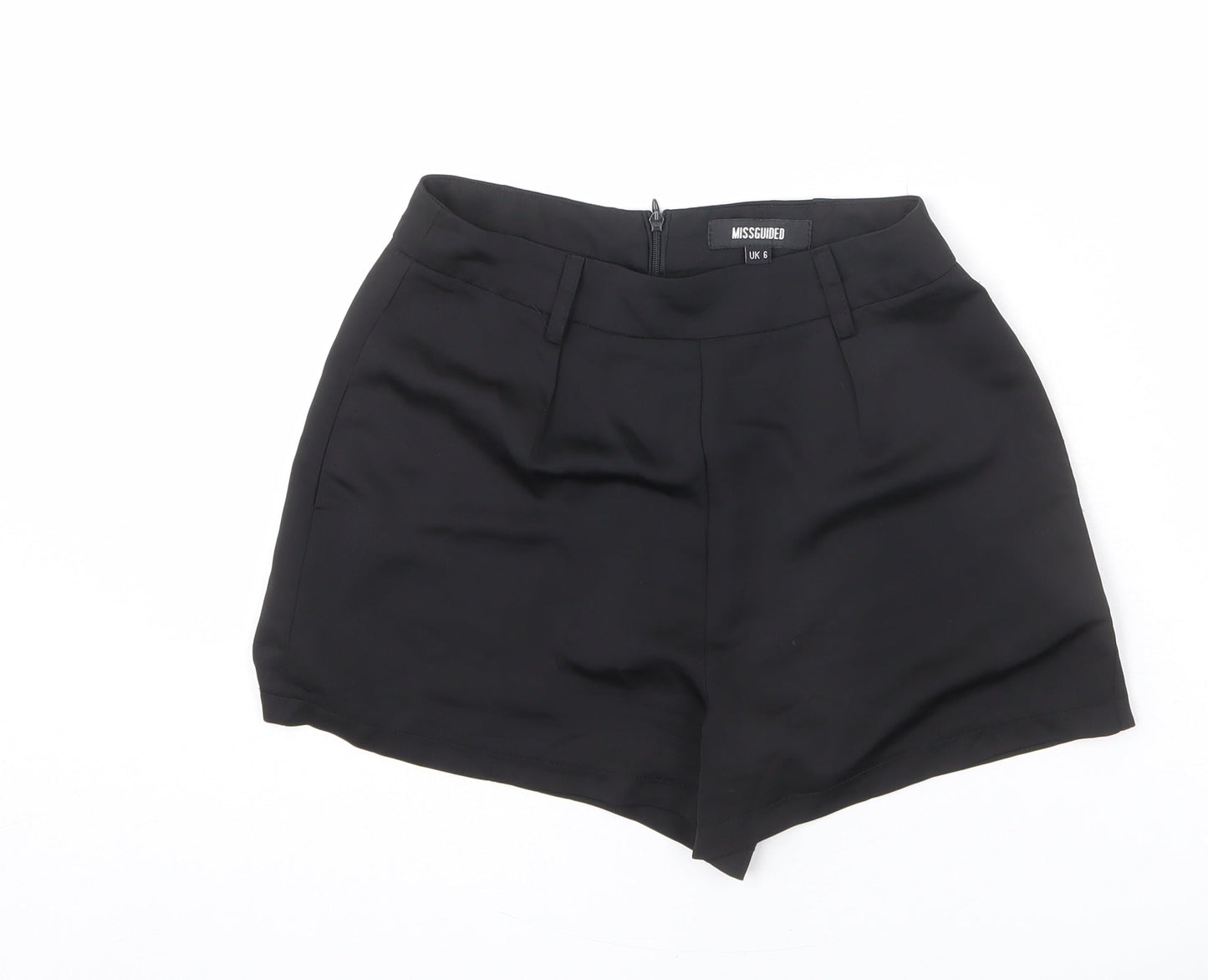 Missguided Womens Black Polyacrylate Fibre Sailor Shorts Size 6 Regular Zip - 2 Inch Inside Leg