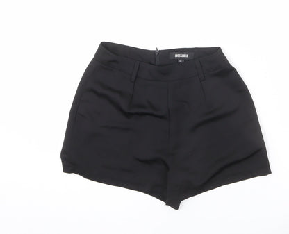 Missguided Womens Black Polyacrylate Fibre Sailor Shorts Size 6 Regular Zip - 2 Inch Inside Leg