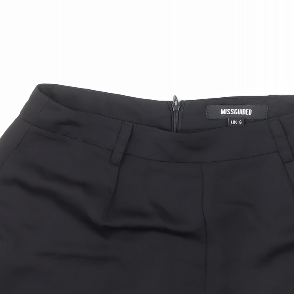 Missguided Womens Black Polyacrylate Fibre Sailor Shorts Size 6 Regular Zip - 2 Inch Inside Leg